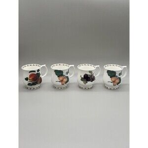 Queen’s RHS Hooker's Fruit Bone China Footed Mug Set - 4 Botanical Mugs 9oz